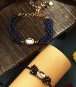 Blue kundan studded bhaiya bhabhi rakhi set