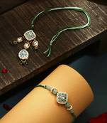 Green meenakari with kundan studded bhaiya bhabhi rakhi