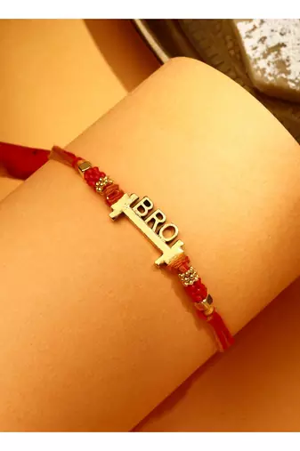 Bro with dumbles charm rakhi - symbol of strength and bond