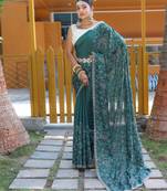 Green Classic emboidary border silk bland weaving saree with Blouse