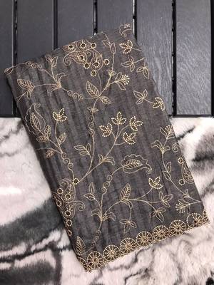 Grey Classic emboidary border silk bland weaving saree with Blouse 5