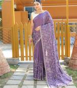 Puple Classic emboidary border silk bland weaving saree with Blouse
