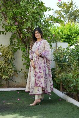 Light beige & blue mal cotton suit shiffly beautiful yoke 1