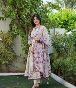 Light beige & blue mal cotton suit shiffly beautiful yoke