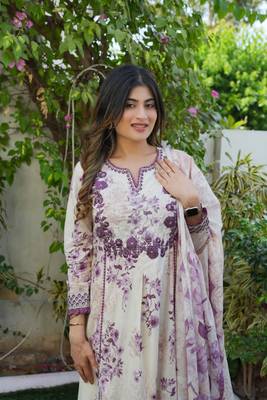 Light beige & blue mal cotton suit shiffly beautiful yoke 2