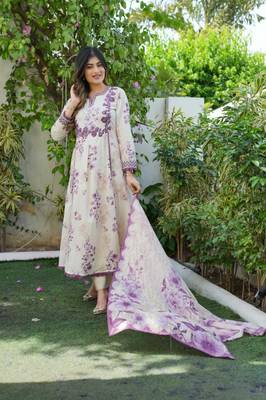 Light beige & blue mal cotton suit shiffly beautiful yoke 4