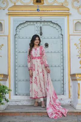 beige & pink mal cotton suit shiffly beautiful yoke 2