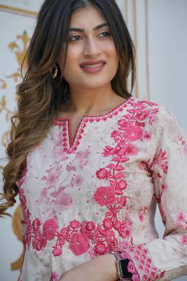 beige & pink mal cotton suit shiffly beautiful yoke 3