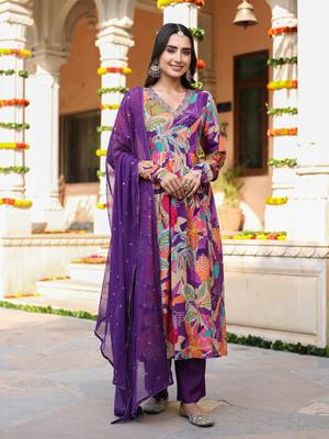 Blue omen embroidered pure russian silk kurta set 1