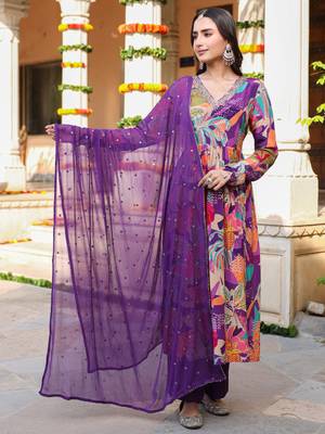 Blue omen embroidered pure russian silk kurta set 2