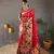 Red Paithani style zari border silk bland Floral weaaving saree with Blouse
