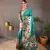 Rama Paithani style zari border silk bland Floral weaaving saree with Blouse