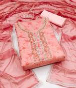 Beautifully handcrafted pink colour faux cotton salwar kameez for graceful fancy looks in party style