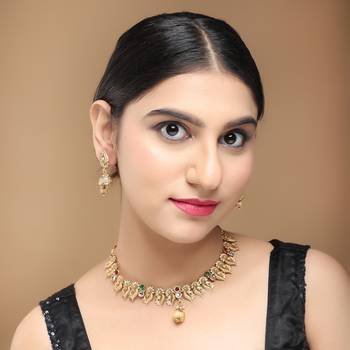 Mansiyaorange matte gold  multicolor necklace choker jewellery sets for women 1