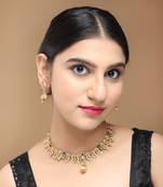 Mansiyaorange matte gold  multicolor necklace choker jewellery sets for women