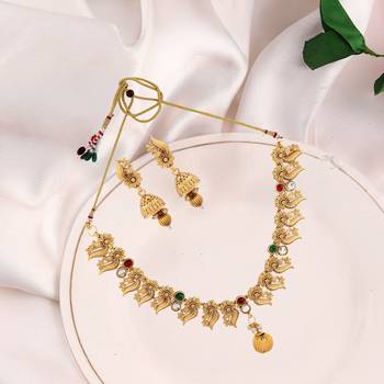 Mansiyaorange matte gold  multicolor necklace choker jewellery sets for women 2