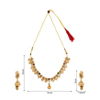 Mansiyaorange matte gold  multicolor necklace choker jewellery sets for women 4