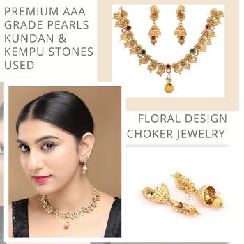 Mansiyaorange matte gold  multicolor necklace choker jewellery sets for women 5