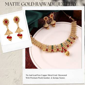 Mansiyaorange matte gold floral design kempu stones choker jewellery sets for women 3
