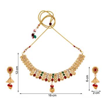 Mansiyaorange matte gold floral design kempu stones choker jewellery sets for women 4