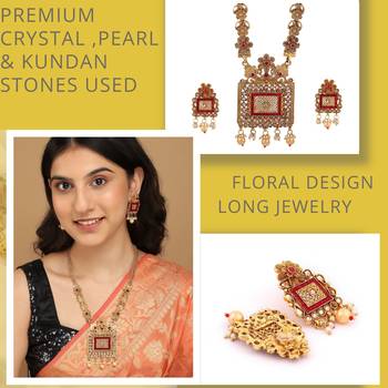 Mansiyaorange matte golden floral design kundan stones rani haar jewellery sets for women 5