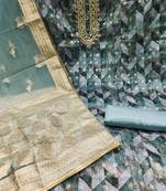 Beautifully handcrafted blue colour organza salwar kameez for graceful designer fancy looks in party style