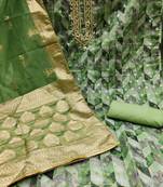 Beautifully handcrafted green colour organza salwar kameez for graceful designer fancy looks in party style