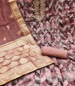 Beautifully handcrafted peach colour organza salwar kameez for graceful designer fancy looks in party style