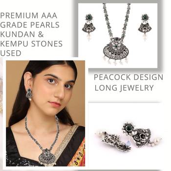 Mansiyaorange german silver floral design green ad kundan choker jewellery sets for women 5