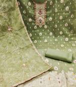 Beautifully handcrafted green colour organza salwar kameez for graceful designer fancy looks in party style