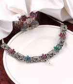 Mansiyaorange multi german silver floral kempu stone choker jewellery sets for women