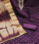 Beautifully handcrafted wine colour art silk salwar kameez for graceful festive looks in trendy style