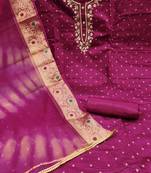 Beautifully handcrafted maroon colour art silk salwar kameez for graceful festive looks in trendy style