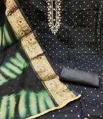 Beautifully handcrafted black colour art silk salwar kameez for graceful festive looks in trendy style