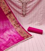 Beautifully handcrafted pink colour cotton silk salwar kameez for graceful formal looks in festive style