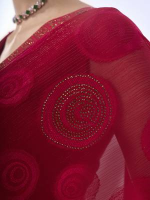 Pink Swaroski Work Designer Textured Brasso Fabric Saree With Blouse 3