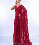 Pink Swaroski Work Designer Textured Brasso Fabric Saree With Blouse