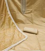 Beautifully handcrafted mustard colour cotton silk salwar kameez for graceful traditional looks in party style