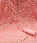 handcrafted peach colour organza salwar kameez for festive looks in wedding style