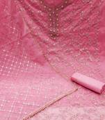 Beautifully handcrafted pink colour organza salwar kameez for graceful festive looks in wedding style