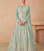 Pista Embroidered Georgette Semi-Stitched Anarkali Salwar Suit