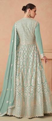 Pista Embroidered Georgette Semi-Stitched Anarkali Salwar Suit 2