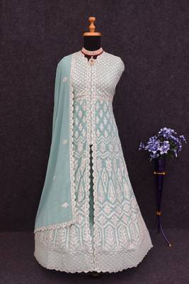 Pista Embroidered Georgette Semi-Stitched Anarkali Salwar Suit 4