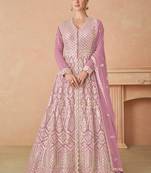 Pink Embroidered Georgette Semi-Stitched Anarkali Salwar Suit