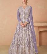 Violet Embroidered Georgette Semi-Stitched Anarkali Salwar Suit