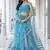 sky blue Butterfly Net Embroidery Thread Designer Lehenga