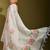 White digital print linen bollywood saree with blouse piece for women