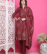 maroon muslin digital printed dress material