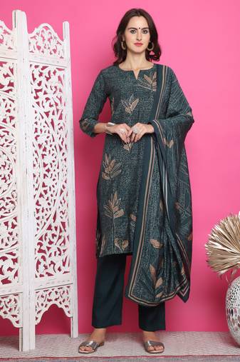 green muslin digital printed dress material