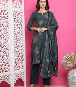 green muslin digital printed dress material